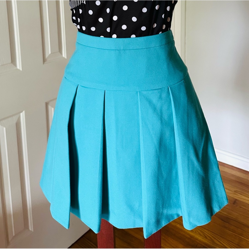 J. Crew Teal Pleated Skater Skirt